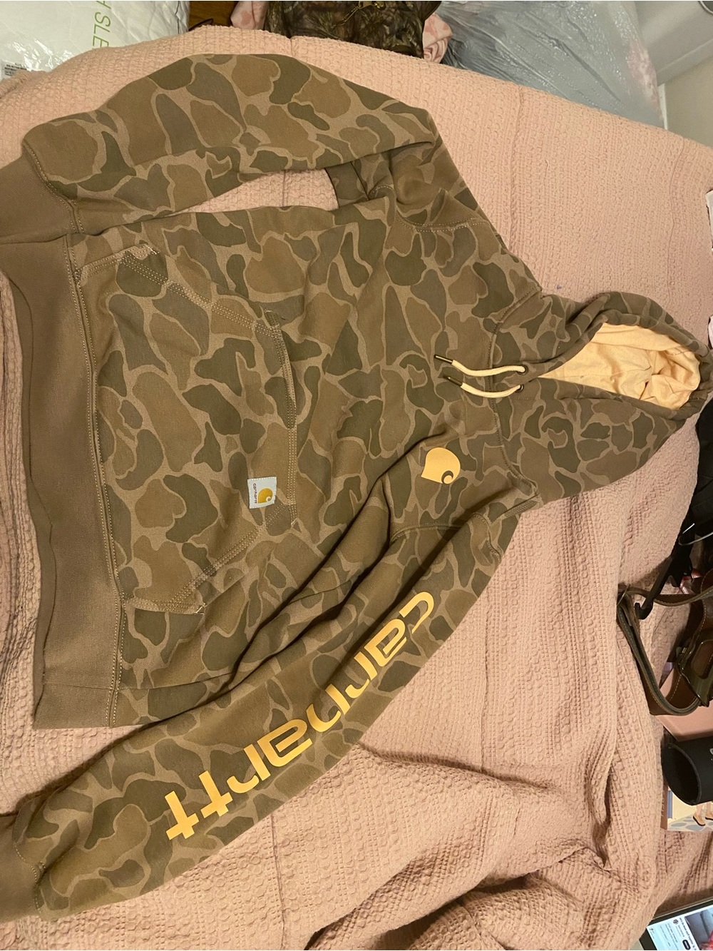 Carhartt Men’s Camo Zip-Up Hoodie in Pink and Tan